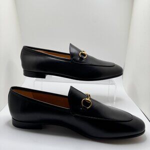 Gucci Jordaan Loafers Slip-on Style Horsebit Leather Lining Black Women's EU 41